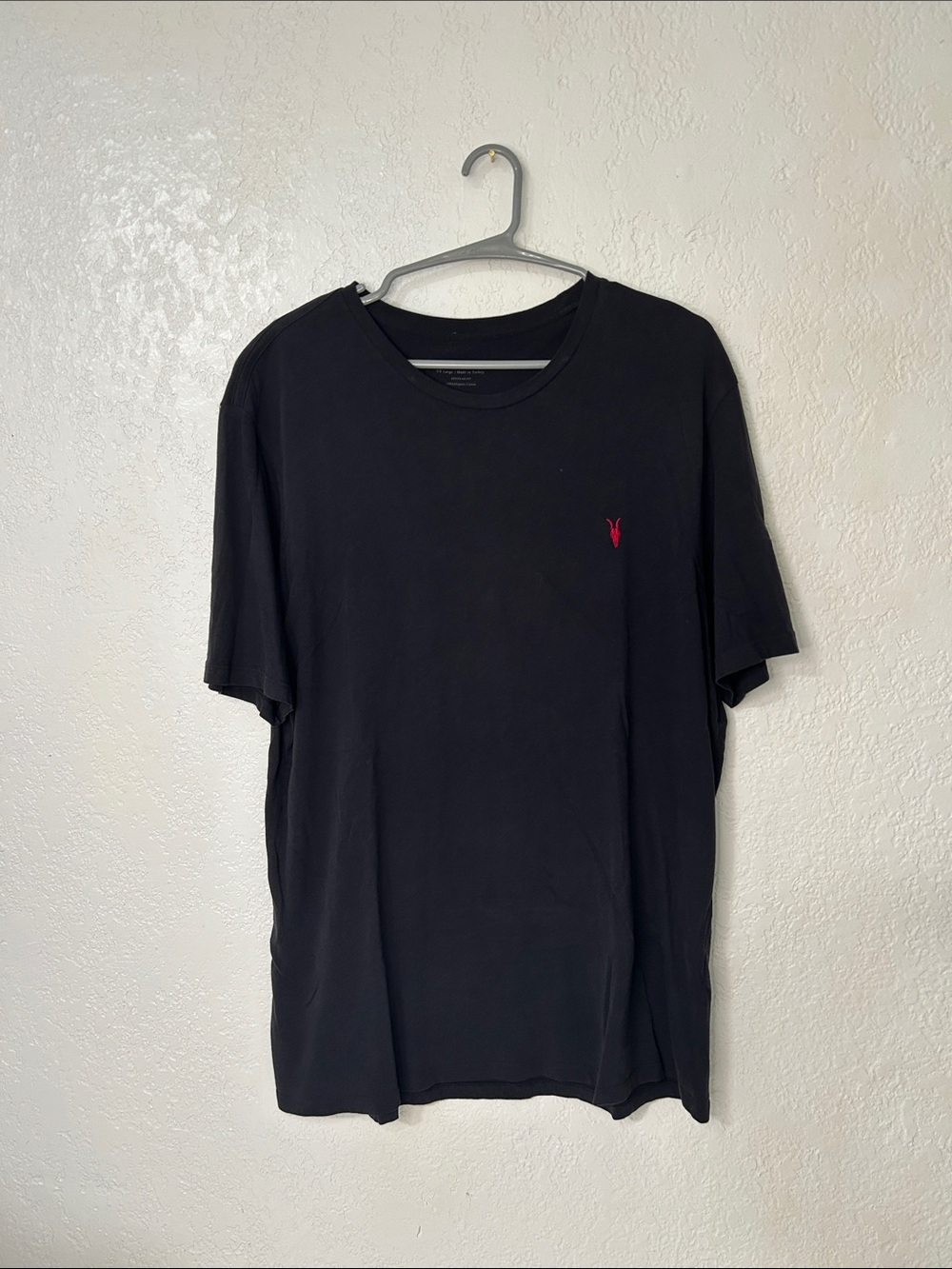 All Saints Black Short Sleeve Tee with Red Logo